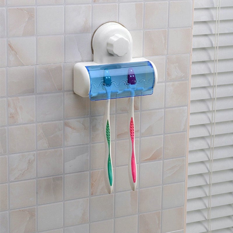 Image of Home Plastic Toothbrush Suction Holder Bathroom Accessory