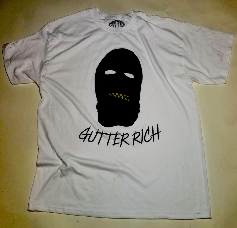 Image of GUTTER RICH SKI MASK LOGO/WHITE