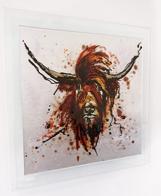 Image of Highland Cow glass art picture