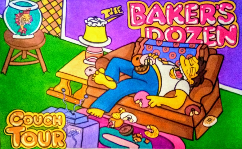 Image of Bakers Dozen couch tour print 2017