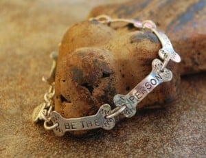 Image of "Be the Person Your Dog Thinks You Are" Sterling Bone Link Bracelet