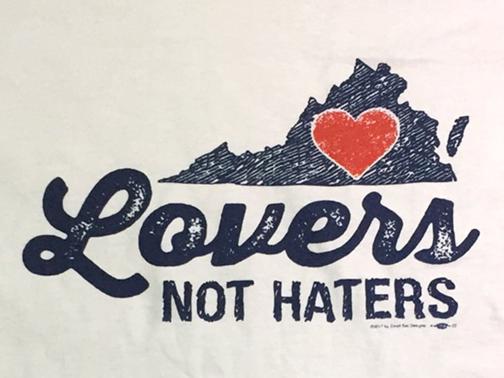 Image of Virginia Lovers not Haters mens and ladies white tee