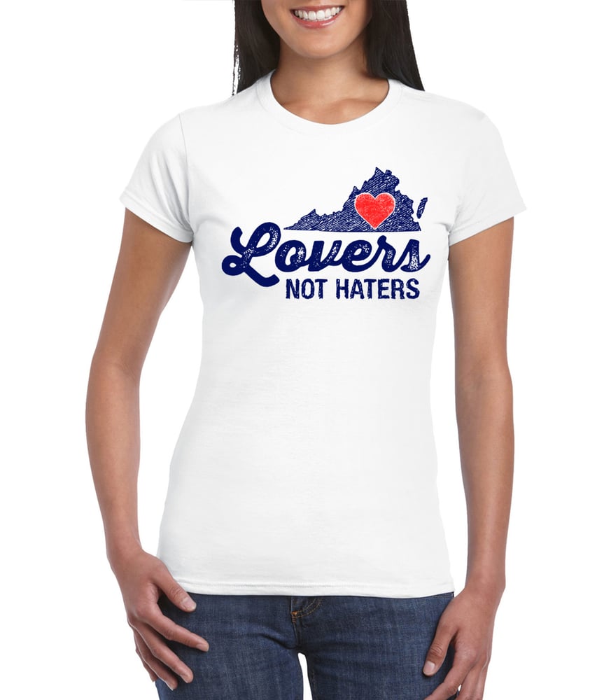 Image of Virginia Lovers not Haters mens and ladies white tee