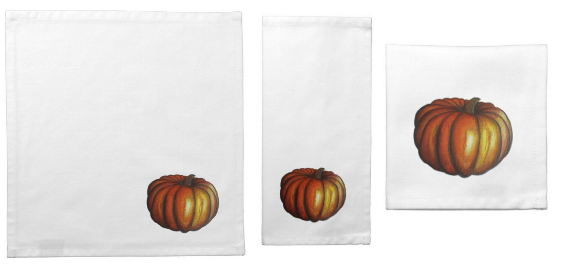 Image of Pumpkin Cloth Cocktail Napkin Set - 4