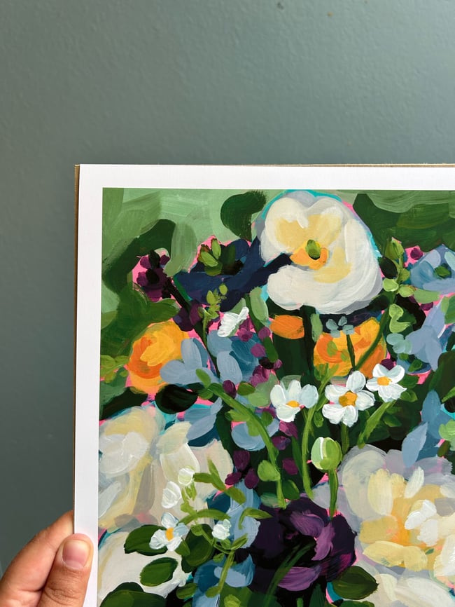 Green Rose Bouquet Print, 11x11"
