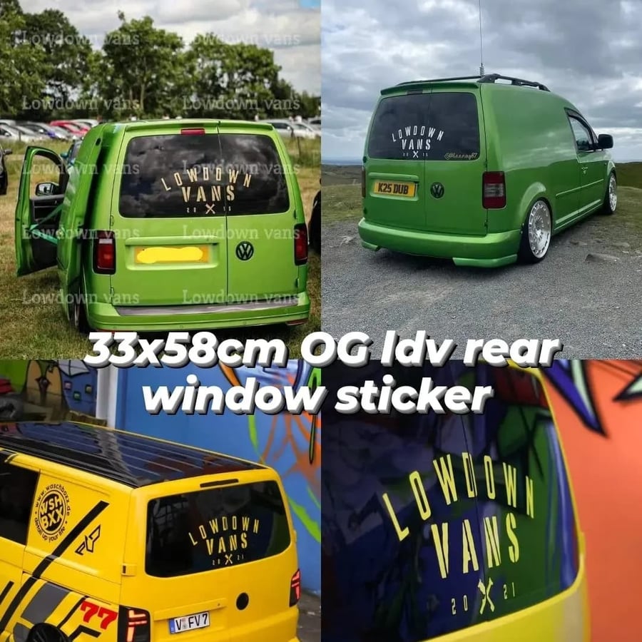 Image of 33x58cm original lowdown vans rear window sticker 