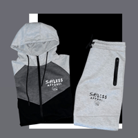 Image 2 of Tri-Color Sweat Suit (Gray)