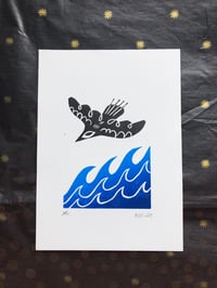 Image 2 of SEABIRD 5x7 Linocut Print