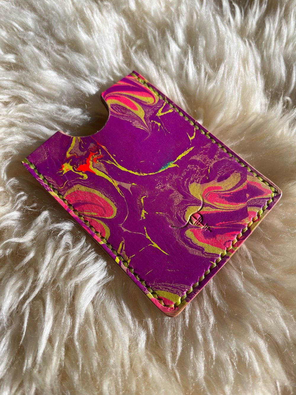 Image of Neon Purple/Yellow Marbled Cardholder 