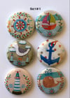 Nautical Themed  Flair Buttons