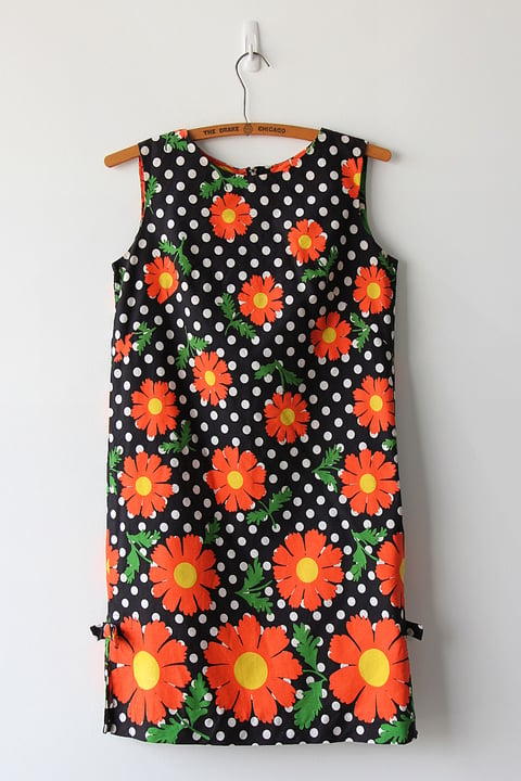 Image of SOLD Orange Daisies And Dots Dress (Orig $62)