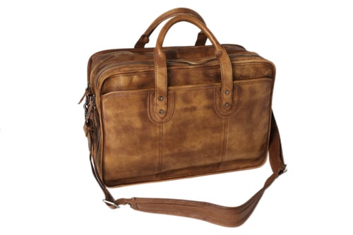 Image of Handmade Vintage Full Grain Leather Mens Briefcase, 16'' Laptop Bag, Business Handbag NZ01