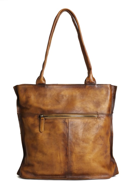 Image of Vintage Brown Leather Tote Bag, Women's Designer Handbags DD103