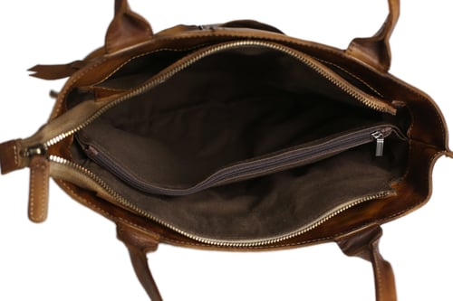 Image of Vintage Brown Leather Tote Bag, Women's Designer Handbags DD103