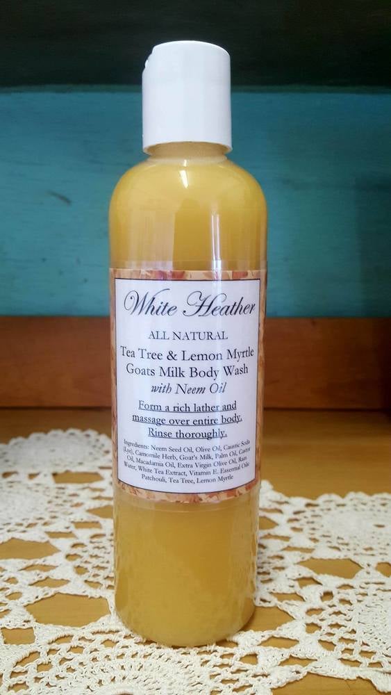 Tea Tree Lemon Myrtle Goats Milk Body Wash With Neem Oil White
