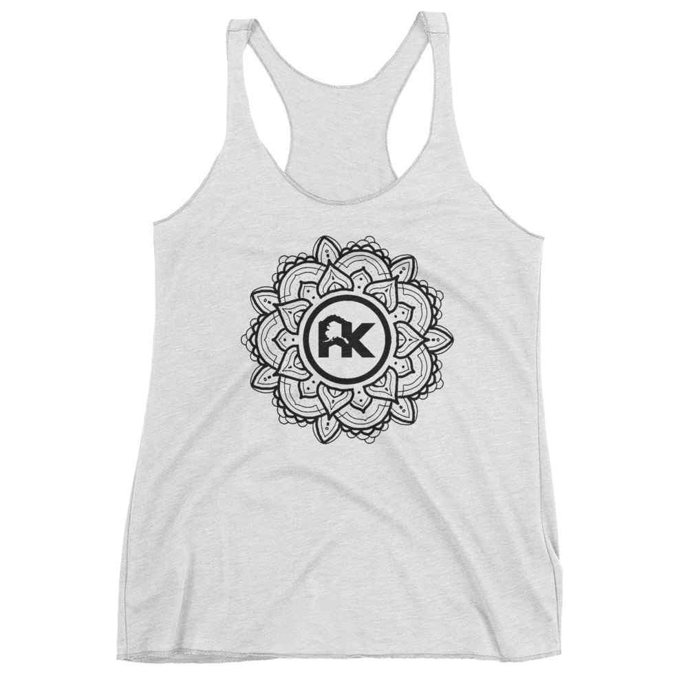 Image of Women's Mandala Logo Tank - Heather White/Black