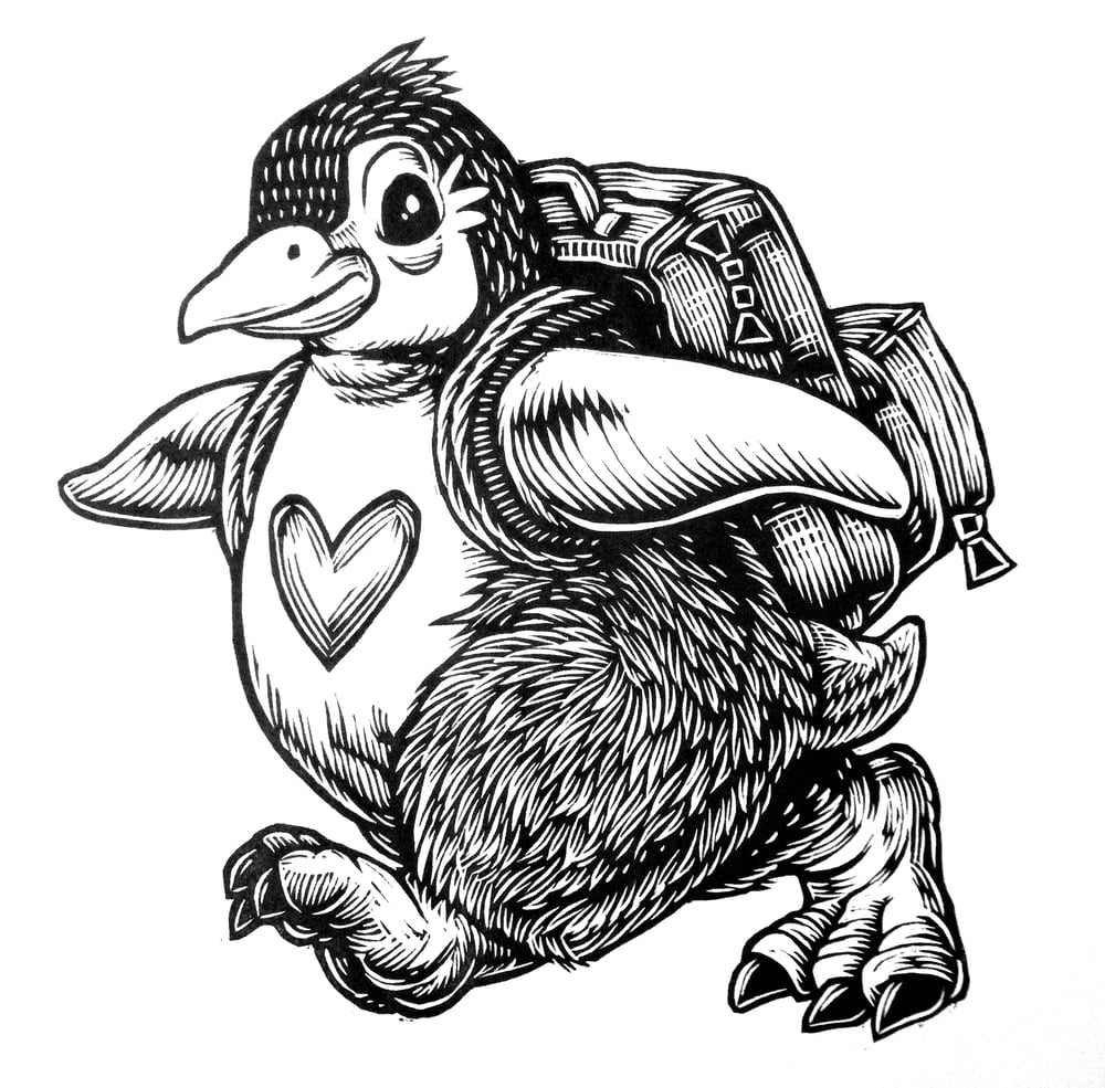 Backpacking Penguin T-shirt (B3) **FREE SHIPPING**