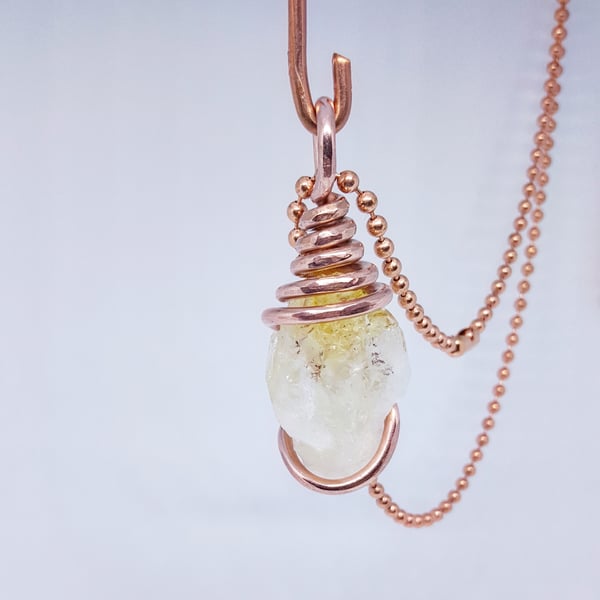 Image of Copper Wrapped Citrine Necklace