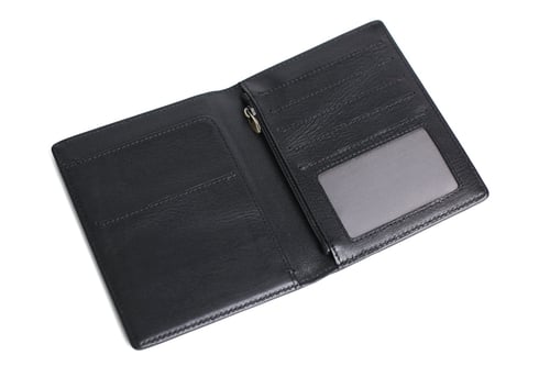 Image of Personalized Black Leather Travel Wallet, Passport Holder, Card Holder - Groomsmen Gifts DB08