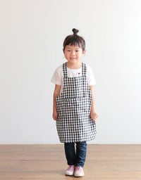 Image 2 of Linen Kid Apron - navy & white checkered