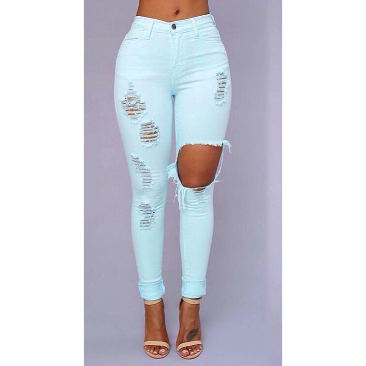 Minty Distressed Pants