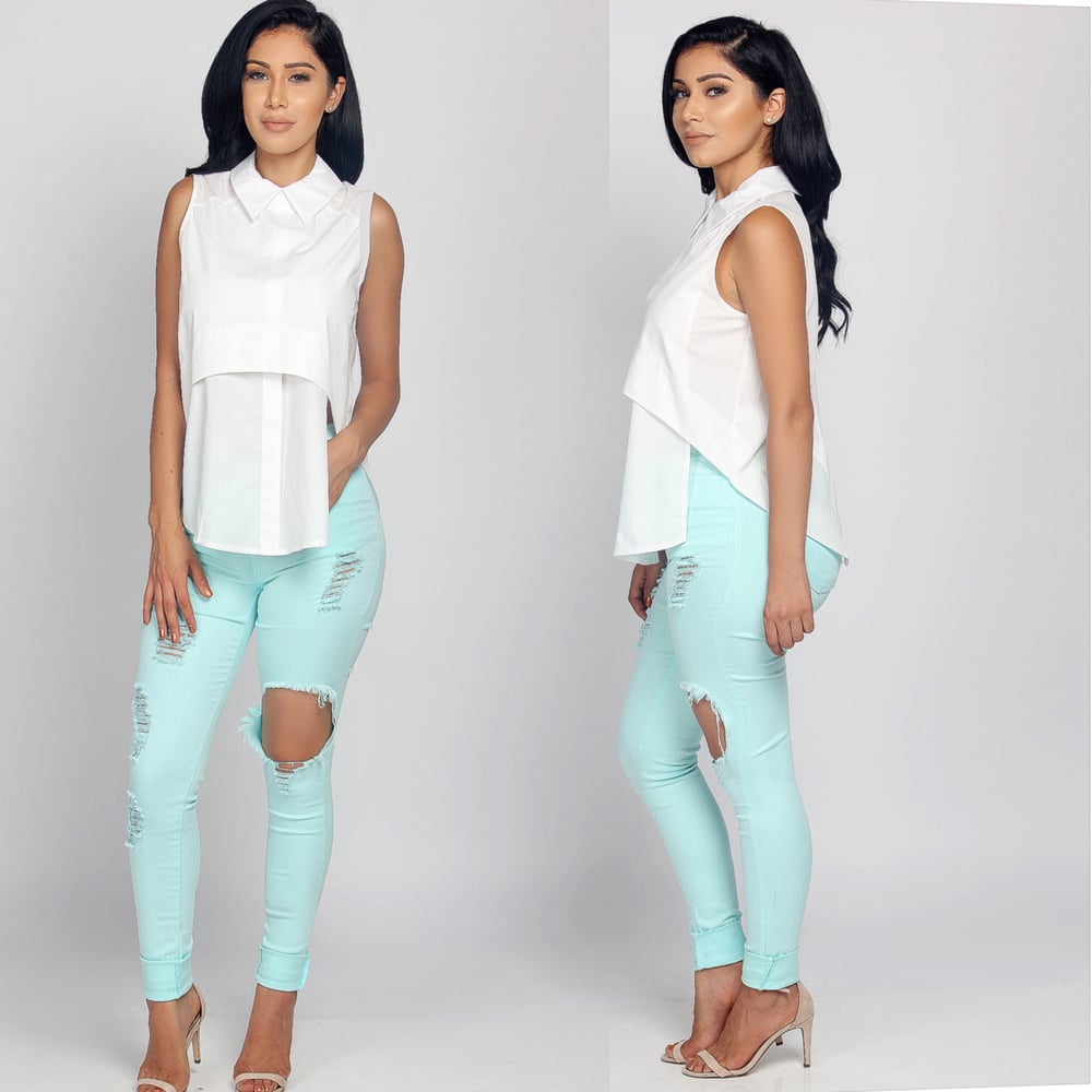 Minty Distressed Pants