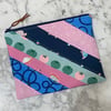 Quilted Scrappy Zipper Pouch - Pink And Blue