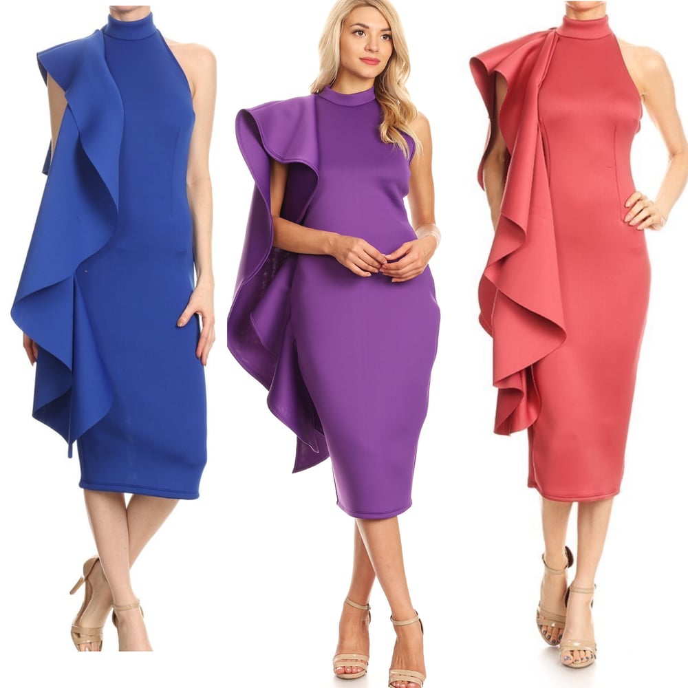 Image of DREAMIN NOW SIDE RUFFLE DRESS