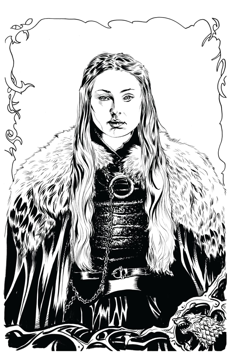 Image of Lady Sansa original inked artwork