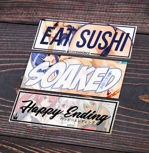 Image of ANIME STICKERS PACK (EAT SUSHI, HAPPY ENDING & SOAKED)