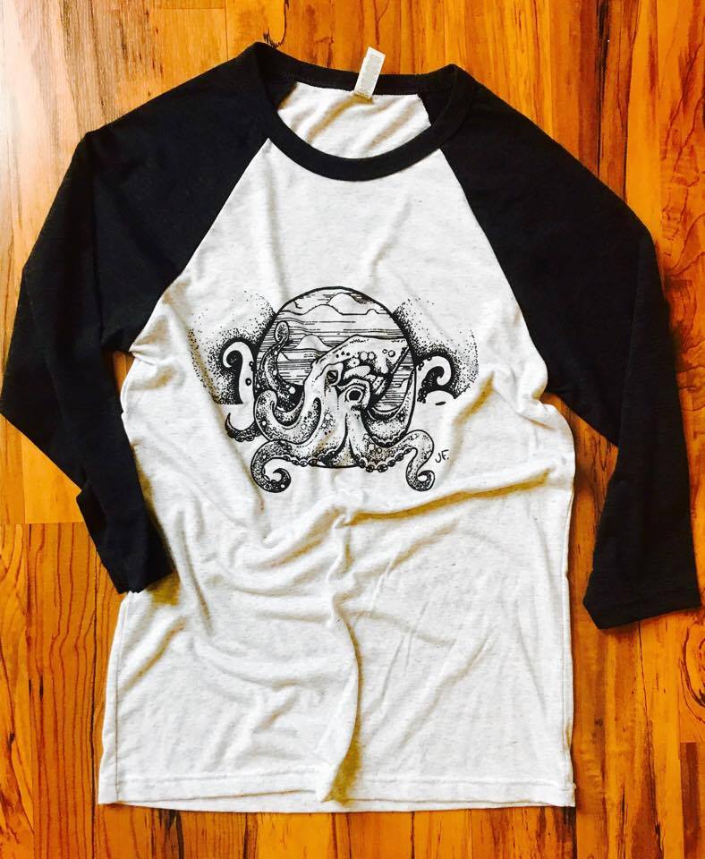 Image of Vintage Octopus Print Raglan