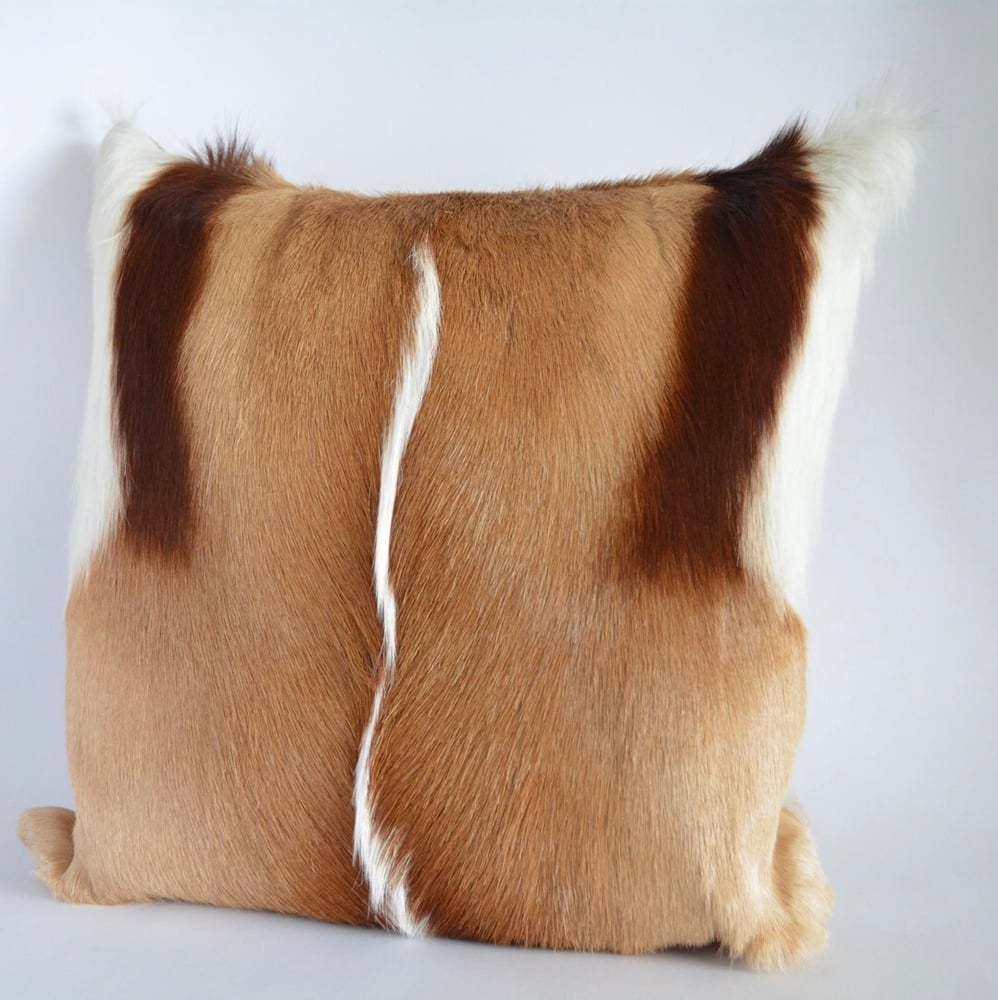 Image of Springbok and Leather Cushion