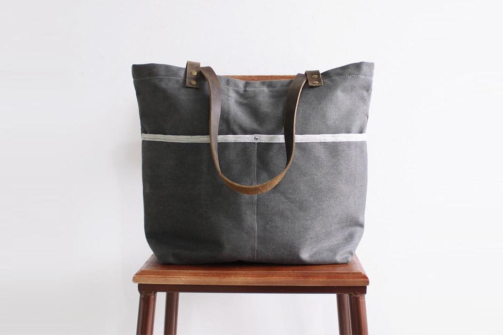 canvas and leather tote bag