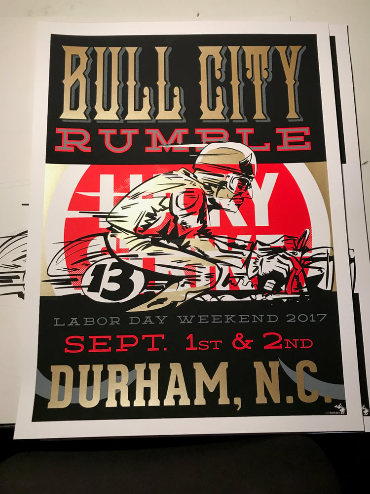 Image of 2017 Large Bull City Rumble Poster 18" x 24" Hand-Screened & Signed