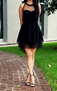 Image 1 of Lovely Black High Low Prom Dresses, Black Homecoming Dresses, Formal Dresses