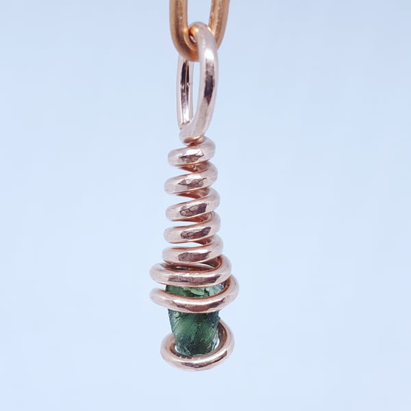 Image of Copper Wrapped Moldavite Necklace