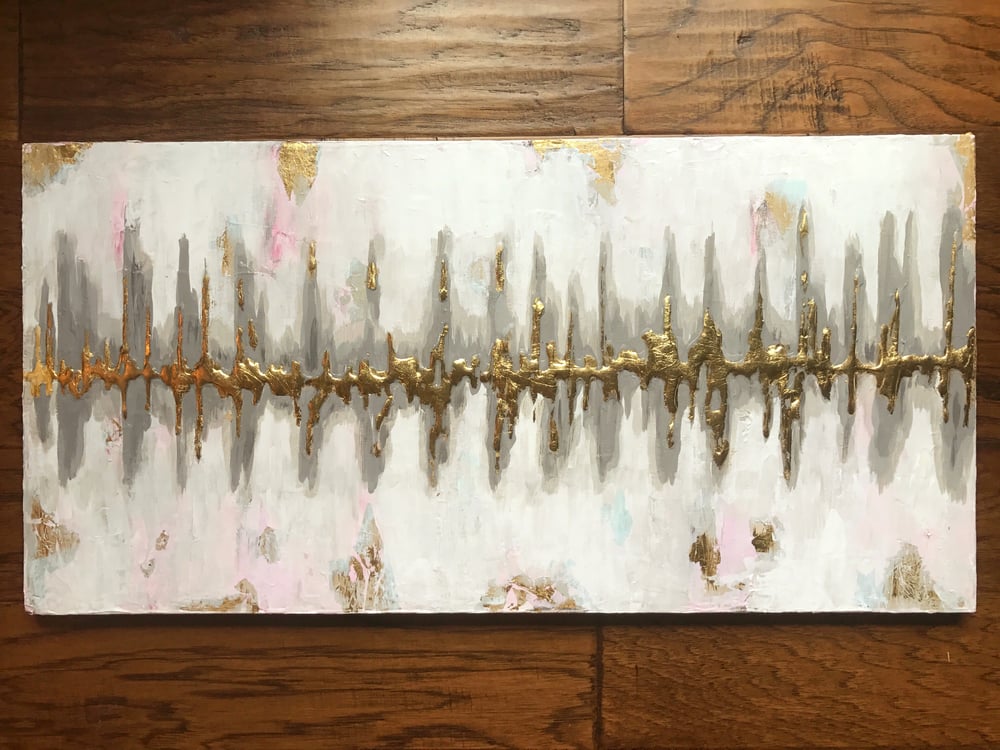 Image of Custom heartbeat painting on 15x30 canvas
