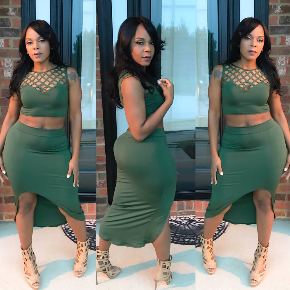 Image of Mean Green 2 Piece Skirt Set