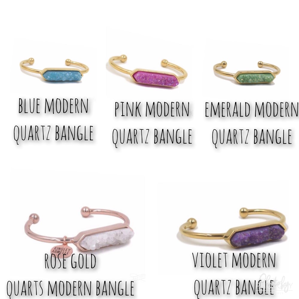 Image of Gold modern mineral quartz bracelets