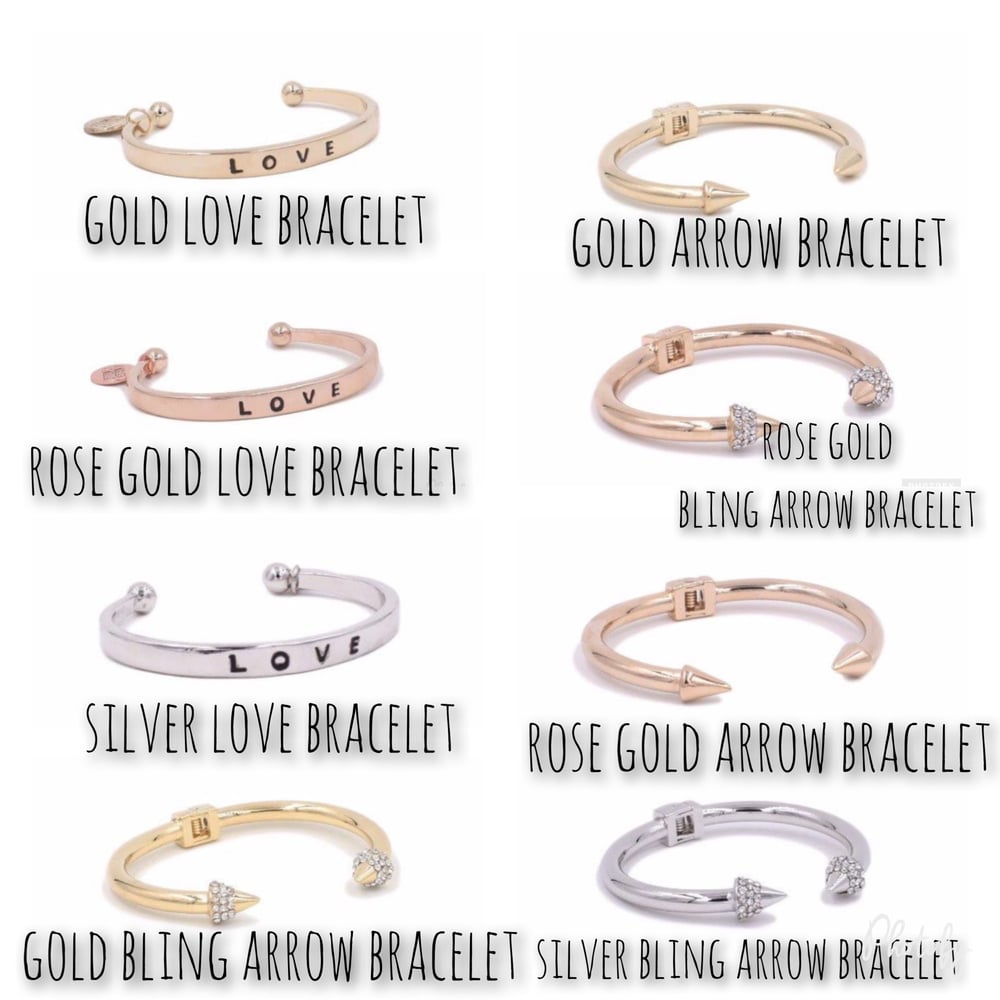 Image of Gold love and arrow bracelets