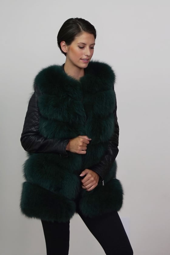 Image of Adelaide Racing Green Fox Fur Gilet