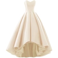 Image 1 of Ivory Satin Sweetheart High Low Prom Dresses, High Low Formal Gowns, Party Dresses