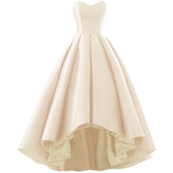Ivory Satin Sweetheart High Low Prom Dresses, High Low Formal Gowns, Party Dresses
