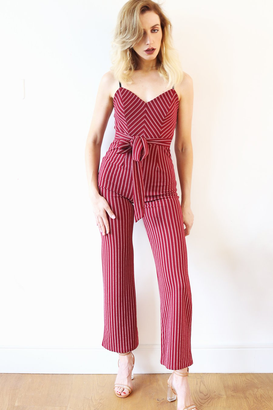 Image of i want your love striped jumpsuit by TLO