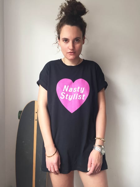 Image of Nasty Stylist 90s logo T-shirt.