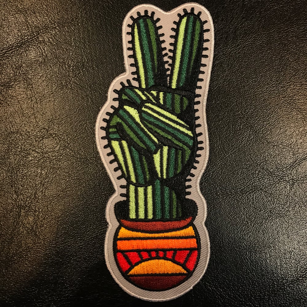 Image of Cactus hand - PEACE - iron on patch