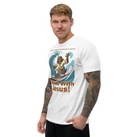 Image 3 of I Ride With Jesus Surfing Fitted Short Sleeve T-shirt