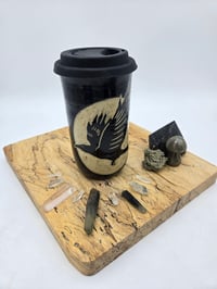 Image 3 of Black Full Moon Crow Travel Mug