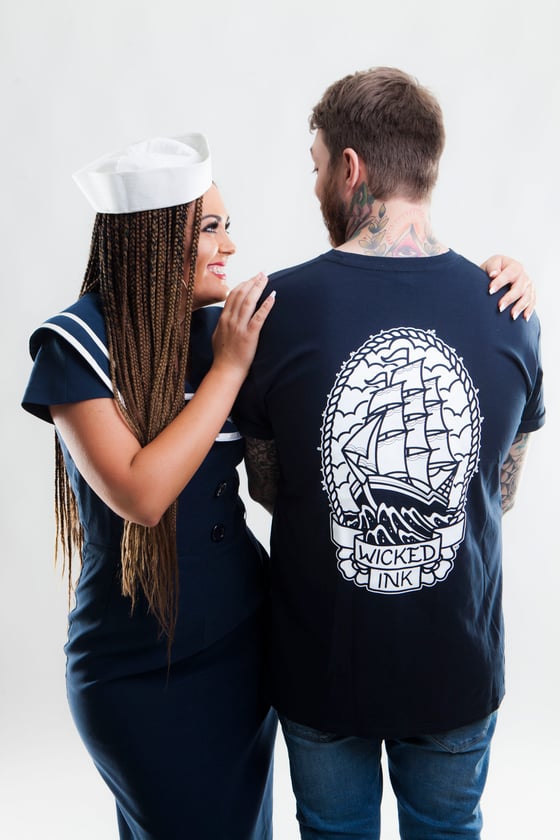 Image of Mens Navy Ship T-Shirt