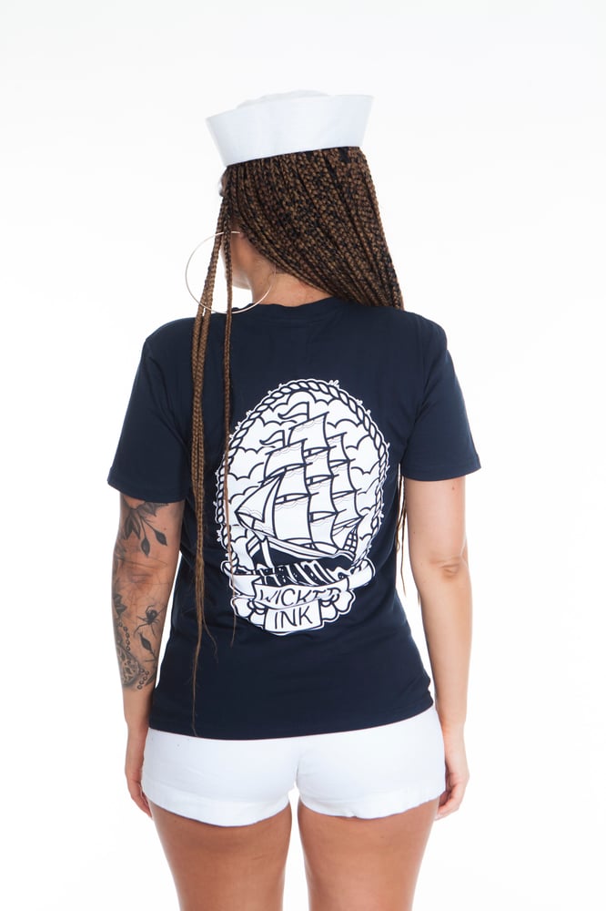Image of Mens Navy Ship T-Shirt